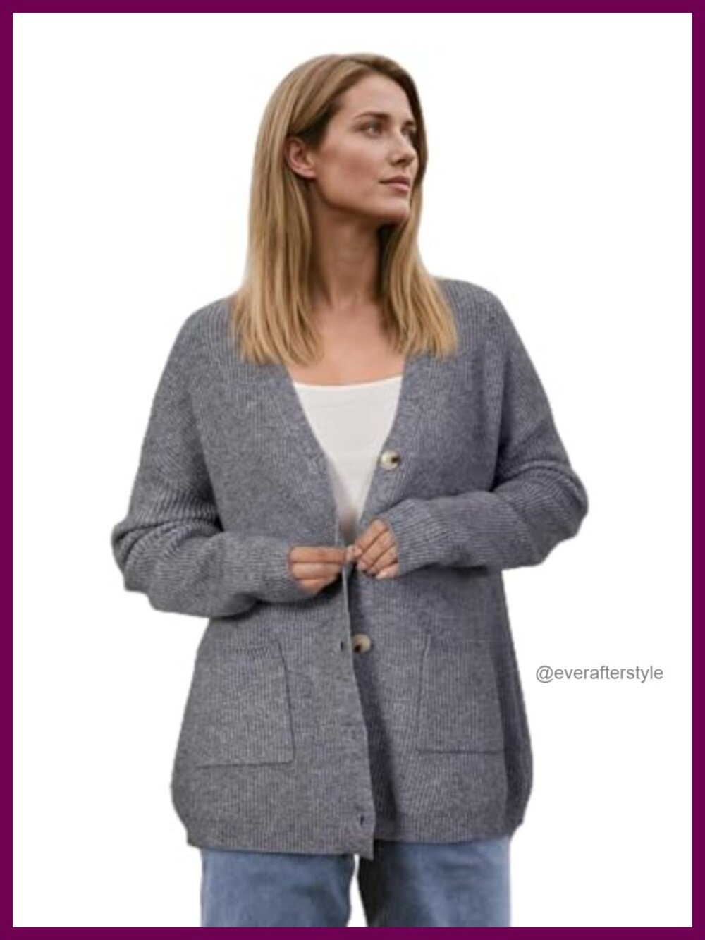 Wool Blend Chunky Oversized Cardigan Soft Knit Button Down Sweater with Pockets